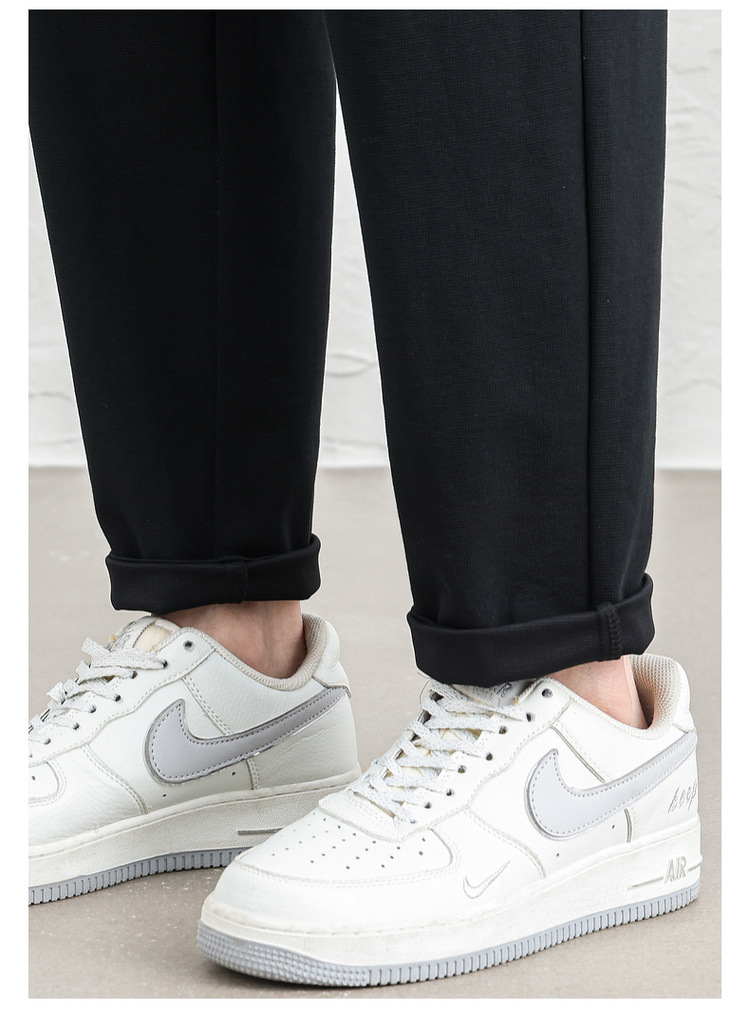 WOOG2005松紧腰黑色弹力休闲裤男2025春夏季新款微宽松百搭直筒裤详情16