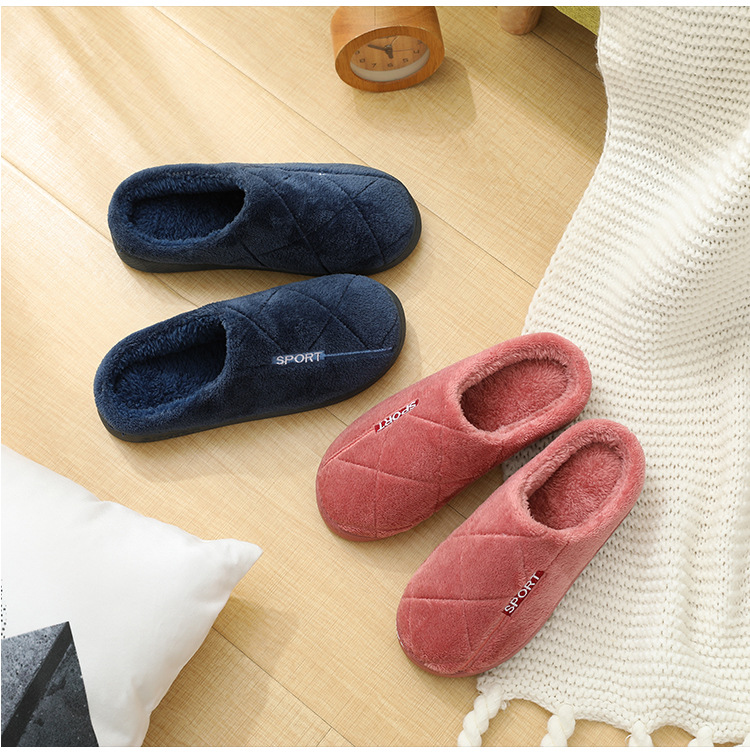 2020 New style cotton slippers for men, thick-soled for indoor warmth and anti-slip, home use, plush slippers for women and couples pic 9