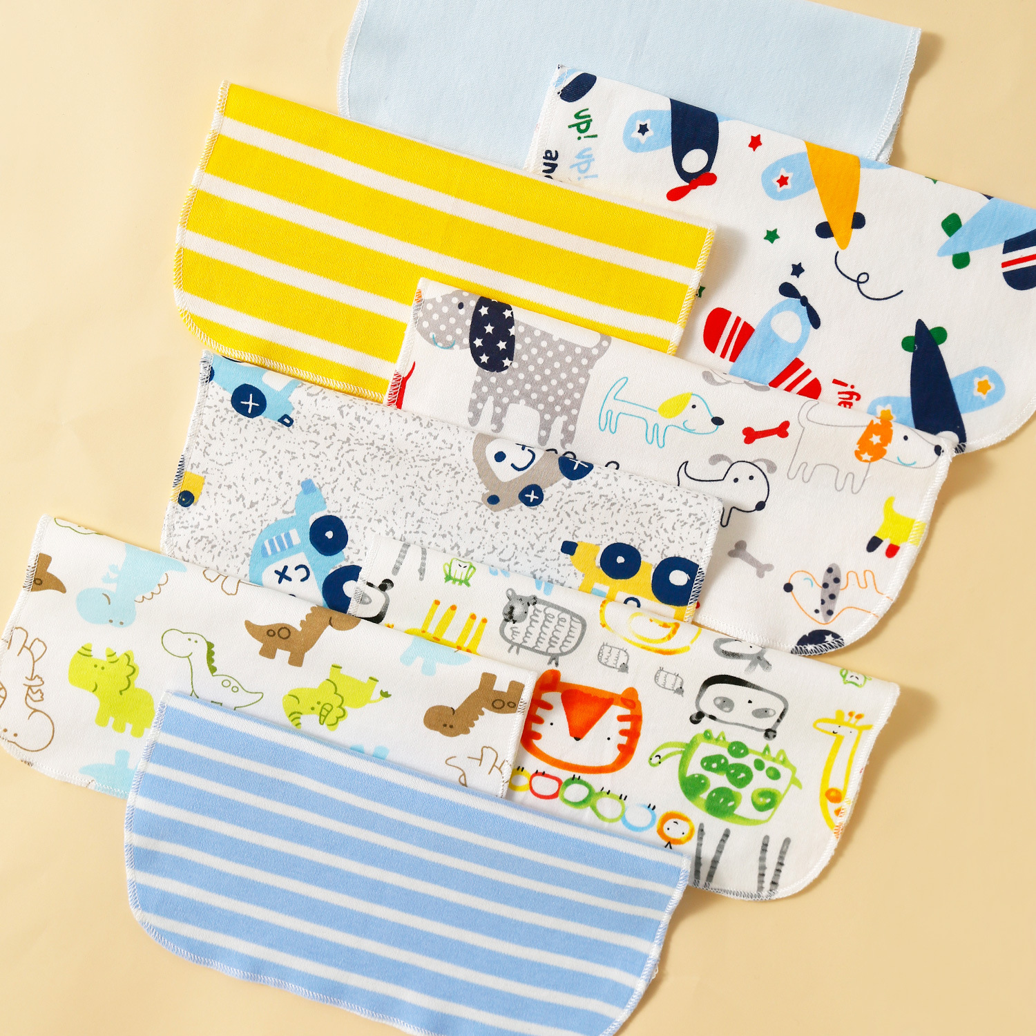 momscare baby square towels/feeding towels and saliva wipes are all packed in 8-piece cotton fabric with fixed patterns pic 25