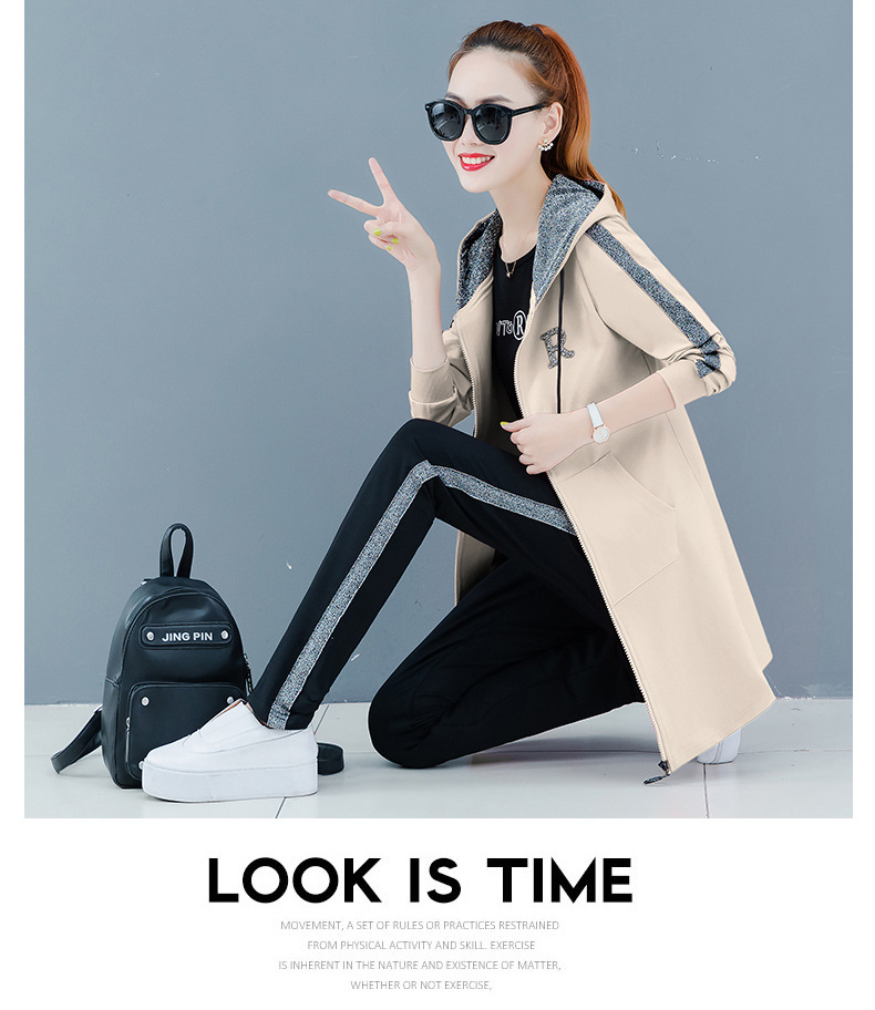 运动套装女春秋季2020新款宽松时尚卫衣三件套大码长袖跑步休闲服详情13