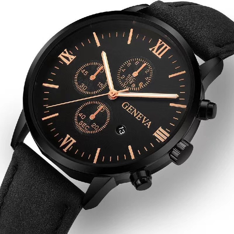 Cross-border foreign trade best-selling three-eye men's watch with calendar, simple and casual business men's quartz watch bracelet set pic 14