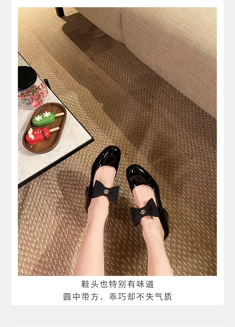 葡萄妈蝴蝶结玛丽珍鞋女法式高跟鞋真皮女鞋小香风粗跟制服皮鞋女详情16