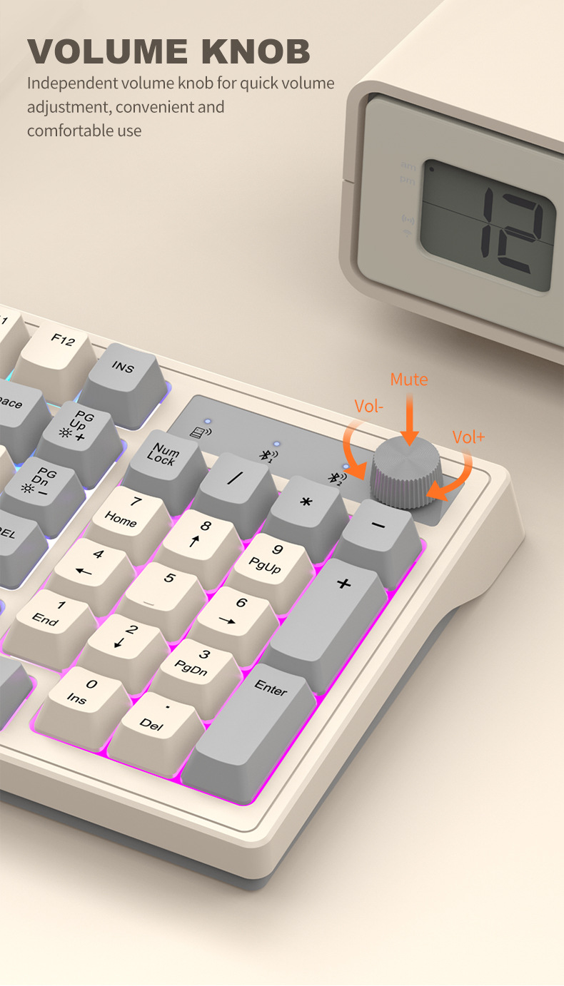 Viper K98 wireless Bluetooth dual-mode mechanical feel keyboard, fashionable color-blocking office luminous gaming computer keyboard pic 29