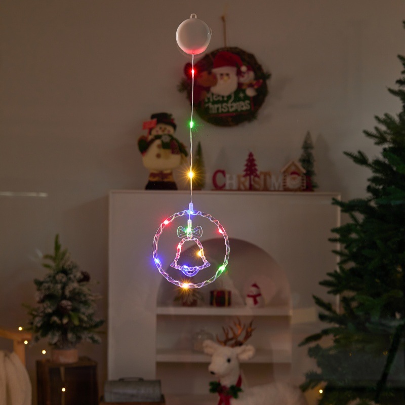 跨境LED圣诞装饰灯挂灯橱窗节日布置氛围遥控电池盒圆环彩灯串详情4