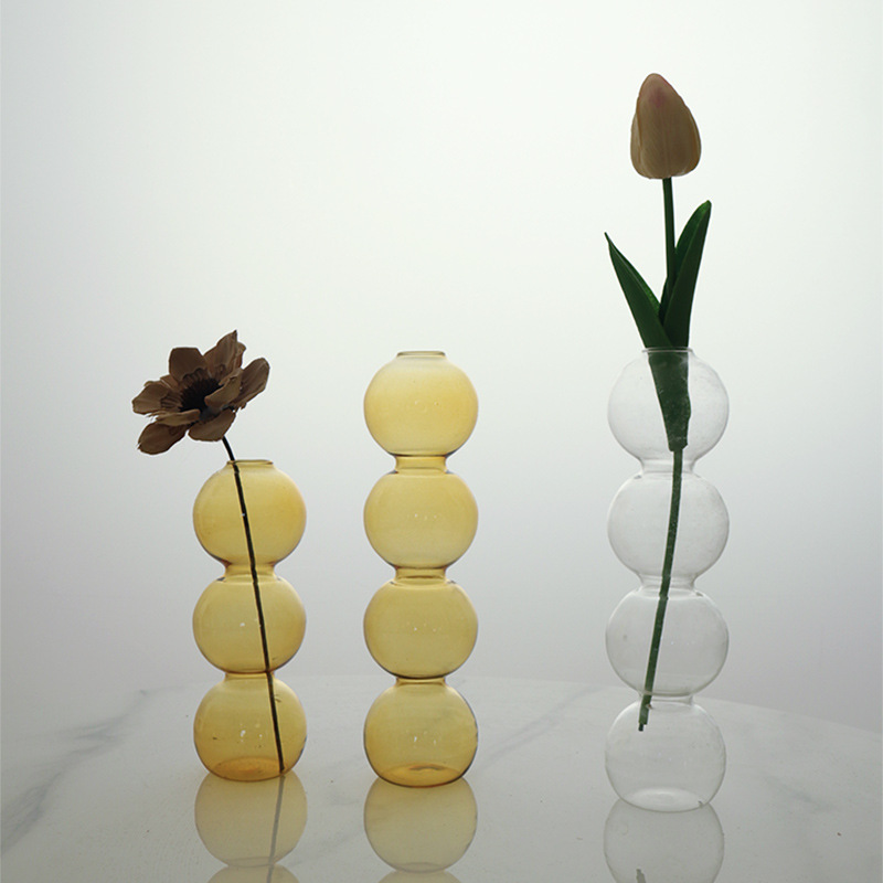 A popular Instags-style glass small vase, a niche hydroponic and hydroponic transparent light luxury bubble decoration for living room flower arrangement pic 1