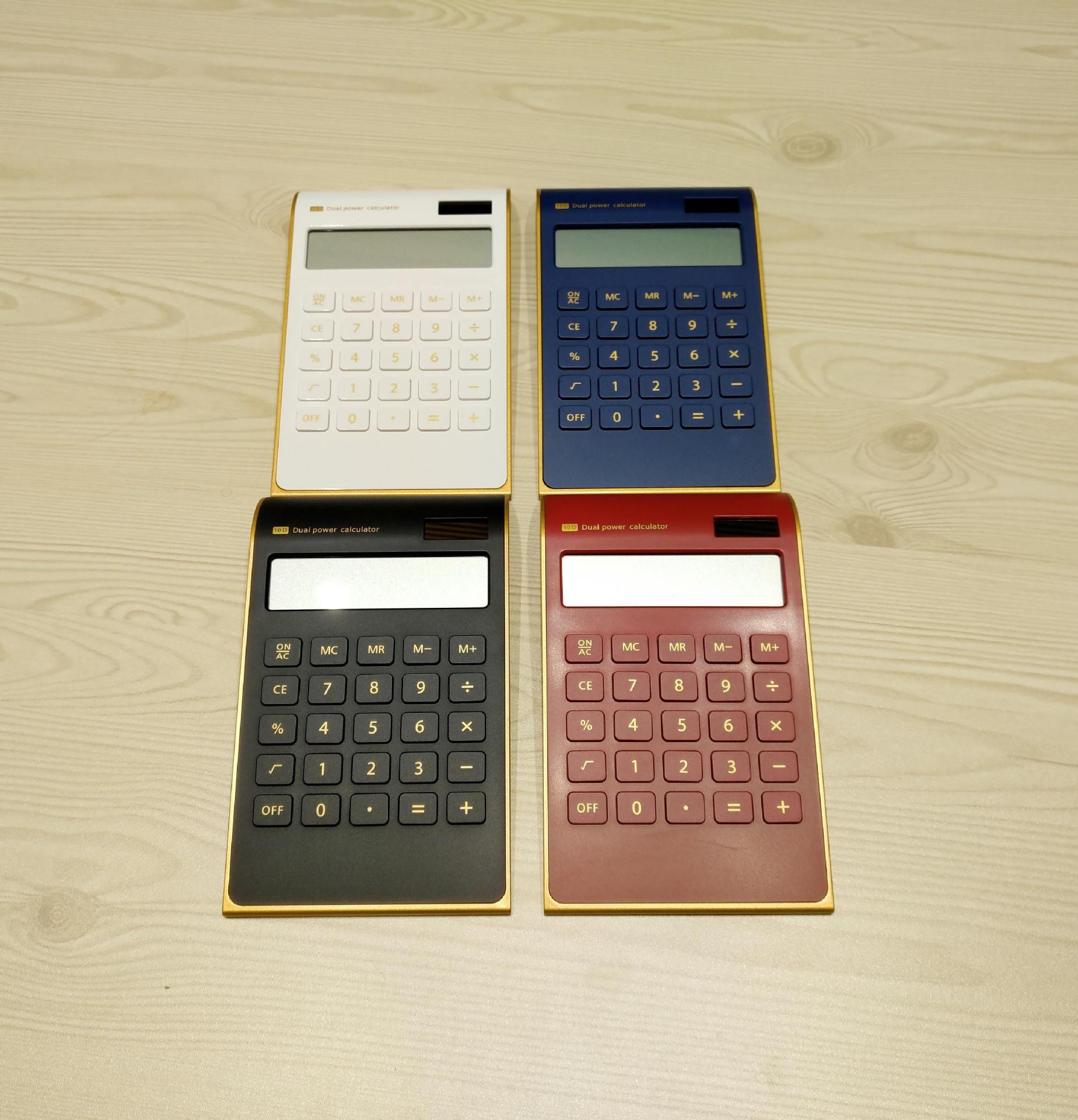 Factory direct sales of ultra-thin gold-framed arithmetic calculator, solar dual-power computer calculator, LOGO printing pic 5