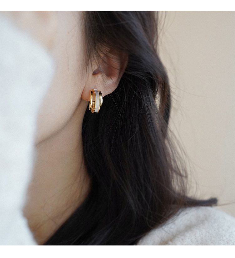 法式贝母耳环轻奢高级感小众精致气质耳钉金属贝壳耳饰品银针批发详情11