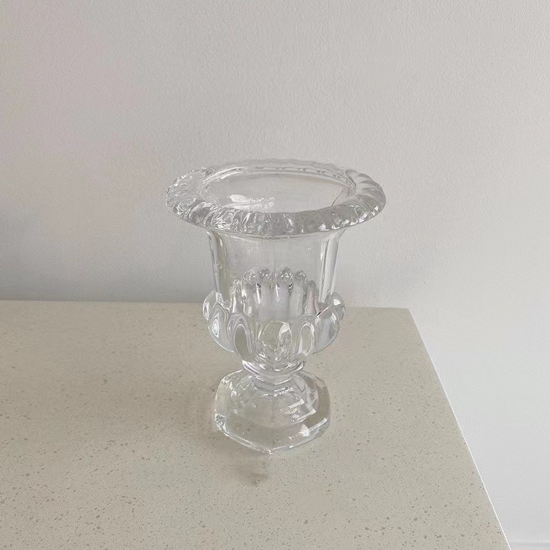 复古创意风灯透明加厚玻璃插花罗马高脚花瓶 ins民宿摆件装饰品详情2
