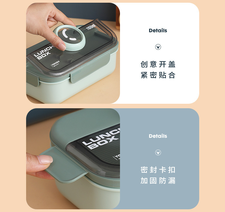 ins相机盖创意分格密封饭盒 上班族便携可微波午餐盒不串味便当盒详情20