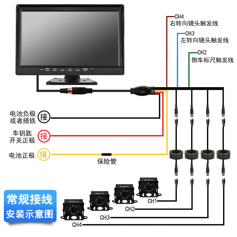 货车四路监控一体机高清记录仪360度全景前后左右倒车影像12V24V详情23