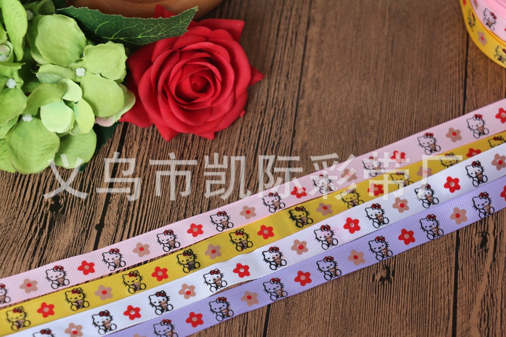 hello kitty webbing, satin ribbon, colored ribbon, festival decoration gift ribbon, flower gift packaging gift ribbon pic 5