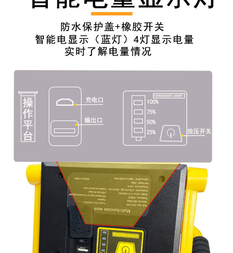 Emergency rescue lights, rechargeable floodlights, outdoor projection lights, waterproof portable work lights, mobile emergency searchlights pic 8