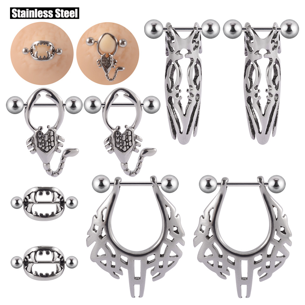 跨境黑皮革项圈链条皮质钉心项圈颈带choker圆环项链颈链链条乳夹详情1