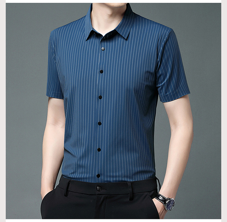 其力男装衬衫短袖男款2023夏季新款商务锦氨高弹力无痕寸衫t恤男详情26