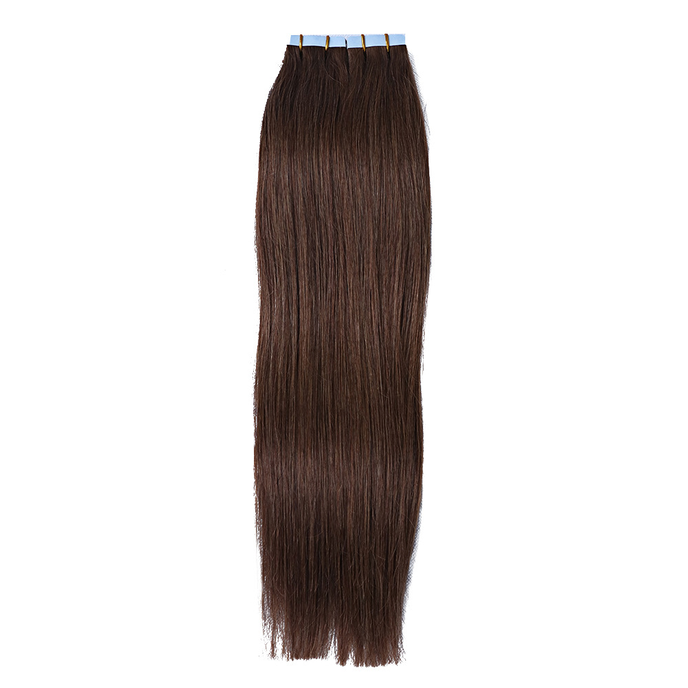Factory stock real hair, brown hair extension strips, long straight hair, InvisibleTapeinhair, real hair film hair pic 4