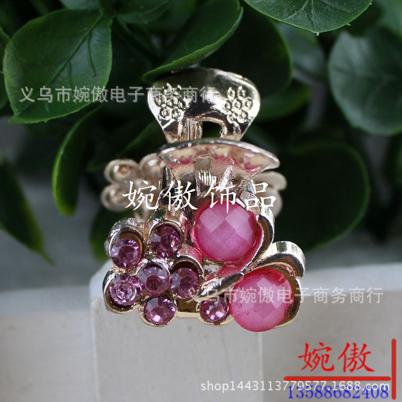 Alloy diamond-encrusted small claw clips, grab clips, hair clips, gold and silver, Yiwu two-yuan store small commodity headwear wholesale pic 37