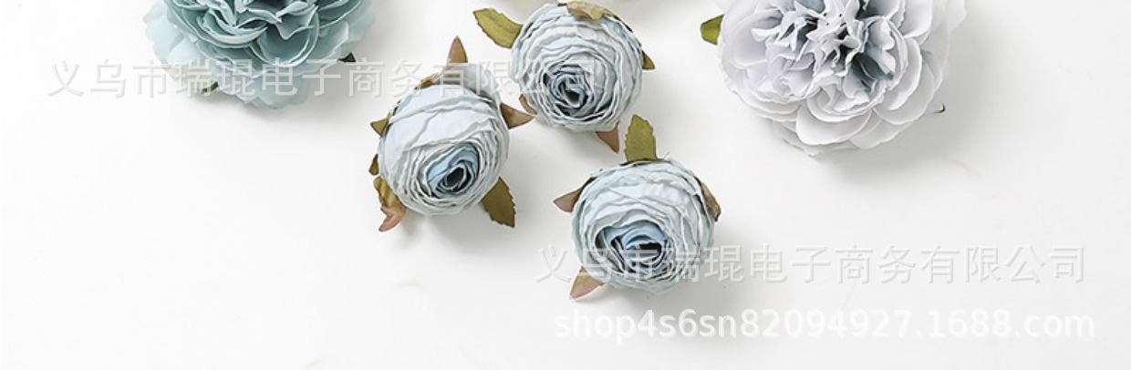 Blue artificial flowers, artificial flowers, silk flowers, roses, hydrangeas, peony flower heads, diy handcrafted materials, wedding decorations pic 10