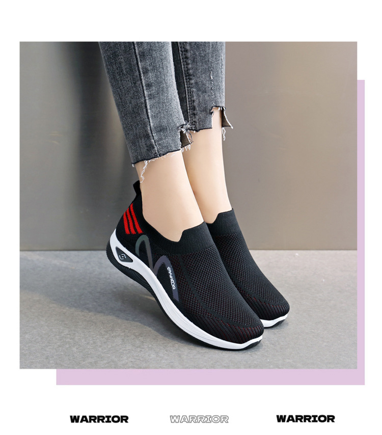 2023新款飞织一脚蹬袜子口休闲女鞋按摩底透气妈妈鞋健步运动鞋详情32