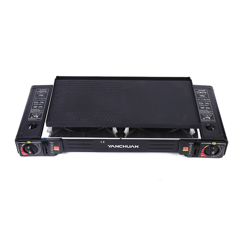 Double-burner gas stove, portable outdoor barbecue grill, household double-head gas stove pic 4