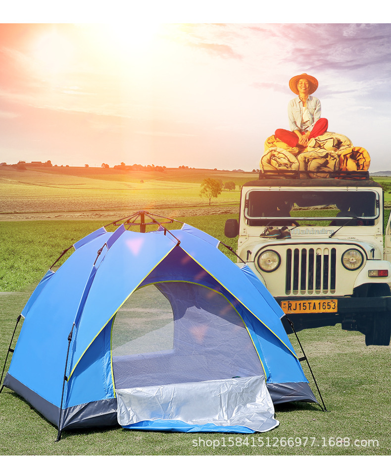 Cool Travel Outdoor Camping Tent 2-3-4 person Fully automatic tent Spring-type quick-opening sun Protection camping tent pic 12