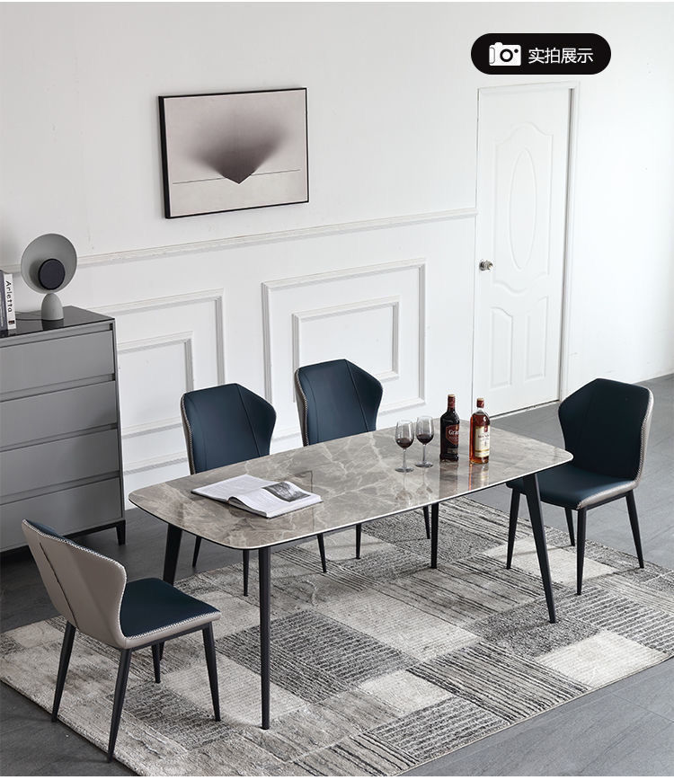 岩板餐桌长方形餐桌餐椅组合现代简约轻奢北欧家用饭桌详情13