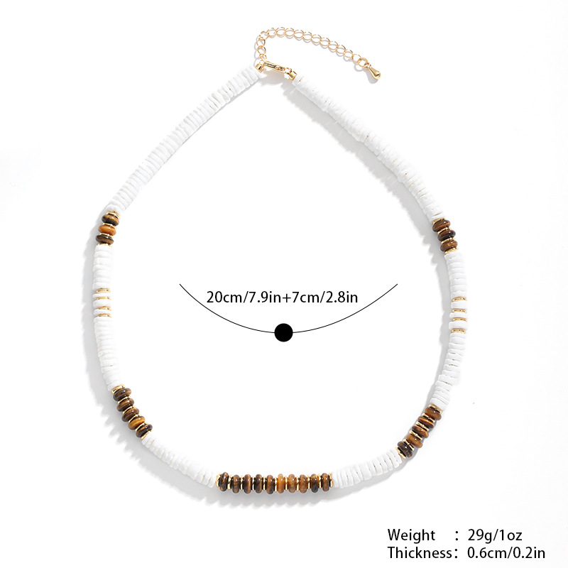 娜莎首饰套装美拉德风巴洛克珍珠贝壳虎眼石串珠项链耳环饰品套装详情4