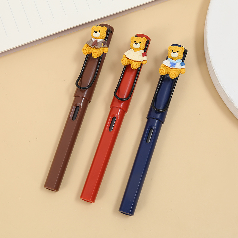 ZF2671Nandy Bear Pen for correcting posture and practicing calligraphy, with replaceable ink cartridges, is a special pen for boys and girls to write pic 6