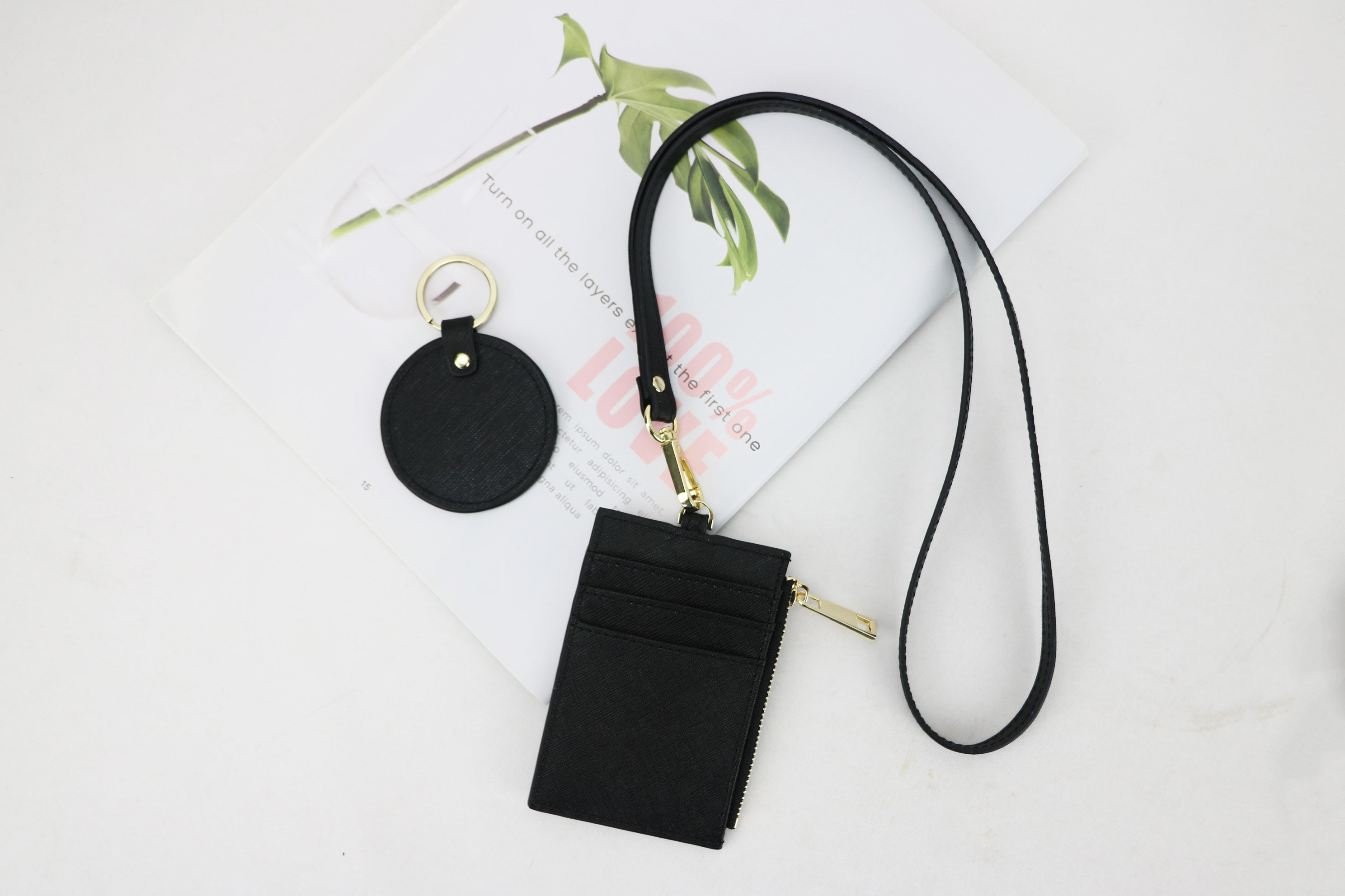 Genuine cowhide brand ID card holder, portable work name tag, employee name tag, cross-patterned neck-hanging, zipper card case, coin purse pic 28