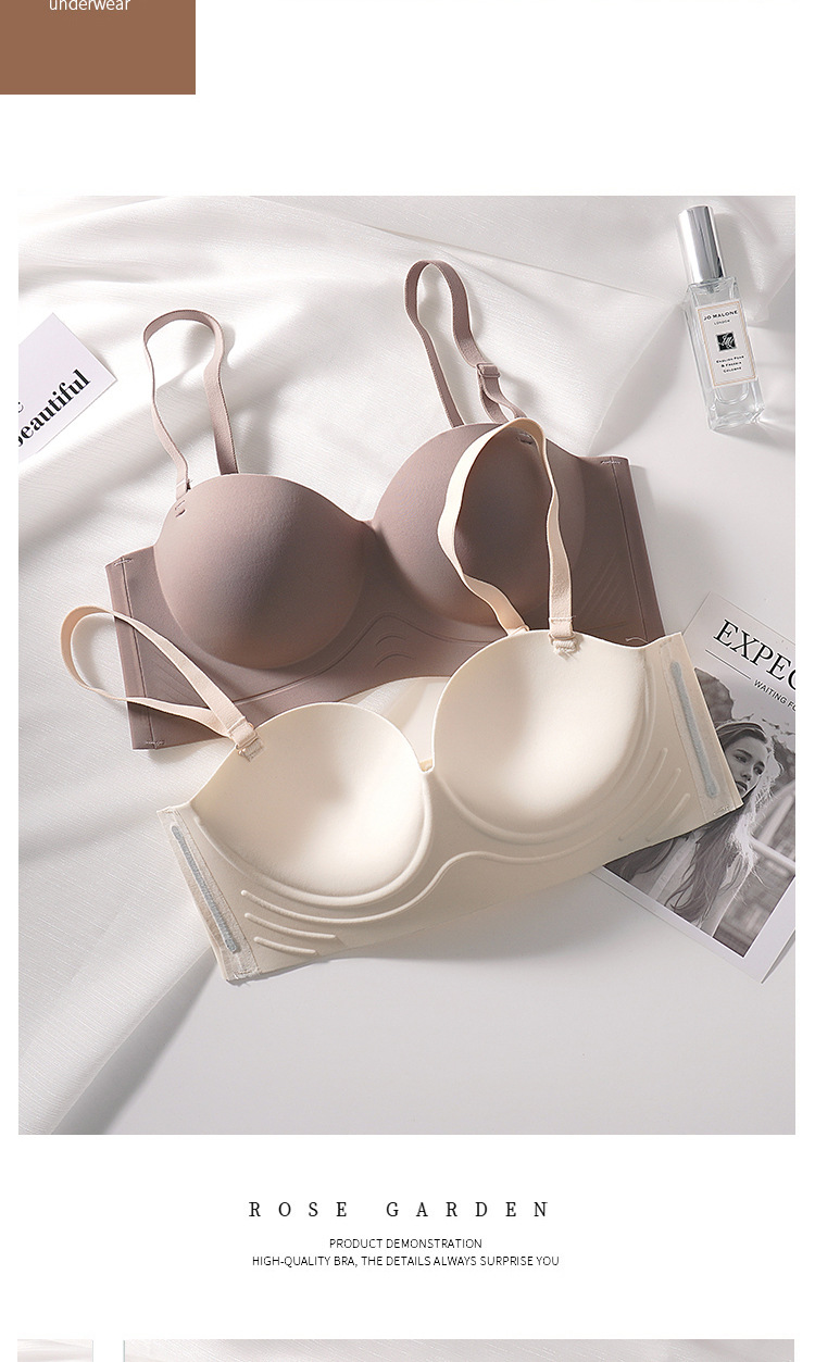 半杯无肩带内衣女小胸聚拢显大无钢圈调整型收副乳防滑无痕文胸罩详情18