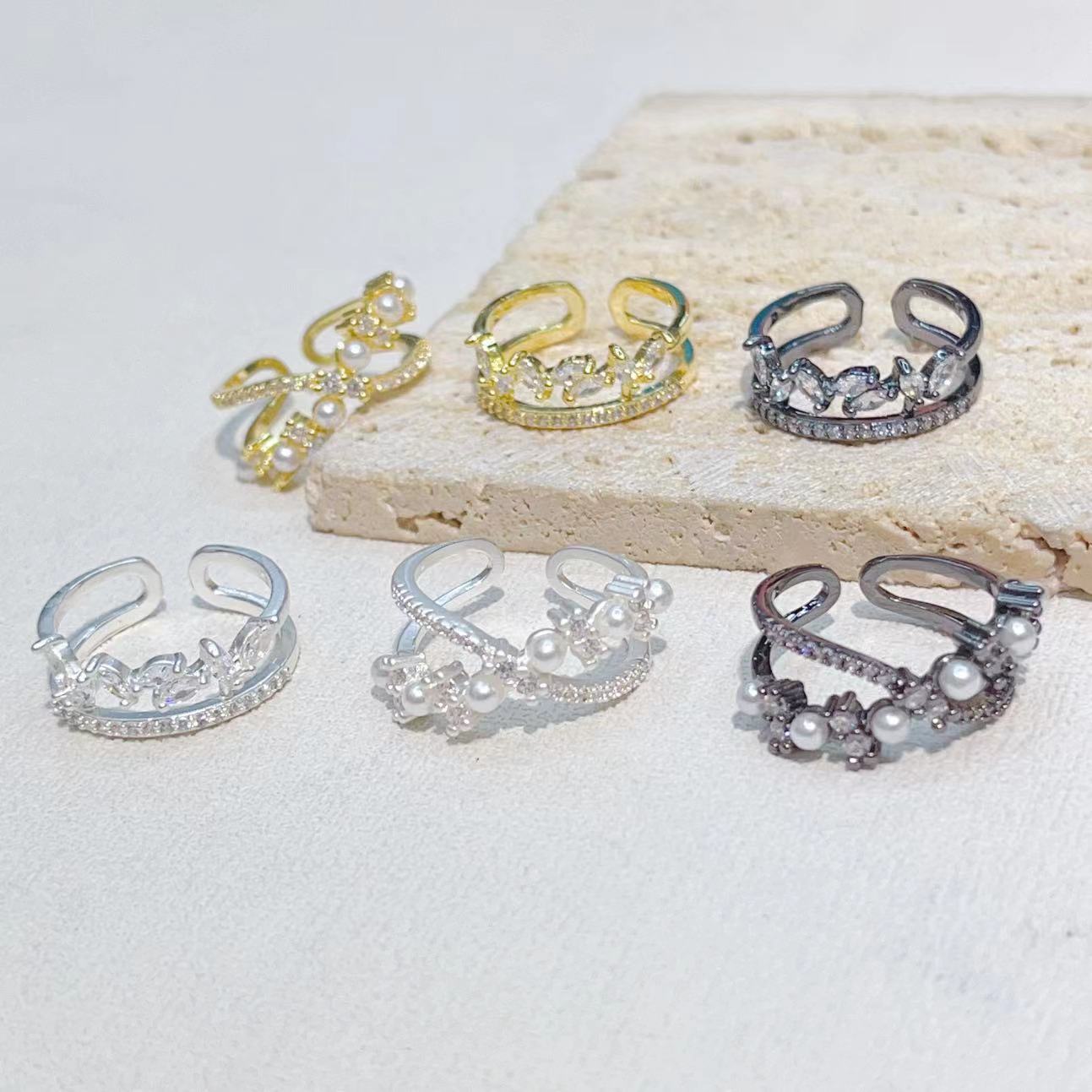 New style ring for women: Fashionable, individual, retro, multi-layer INS style, creative, individual, light luxury pearl open ring for women pic 7