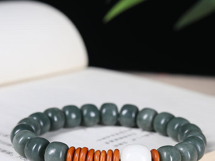 diy natural-weathered yellow Bodhi old-style beads, olive kernel spacer white jade Bodhi beads for men and women, retro style pic 1