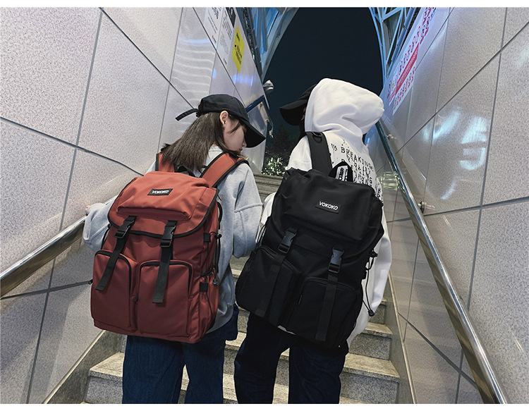 2022新款书包初高中大学生书包工装韩版简约大容量双肩背包详情15