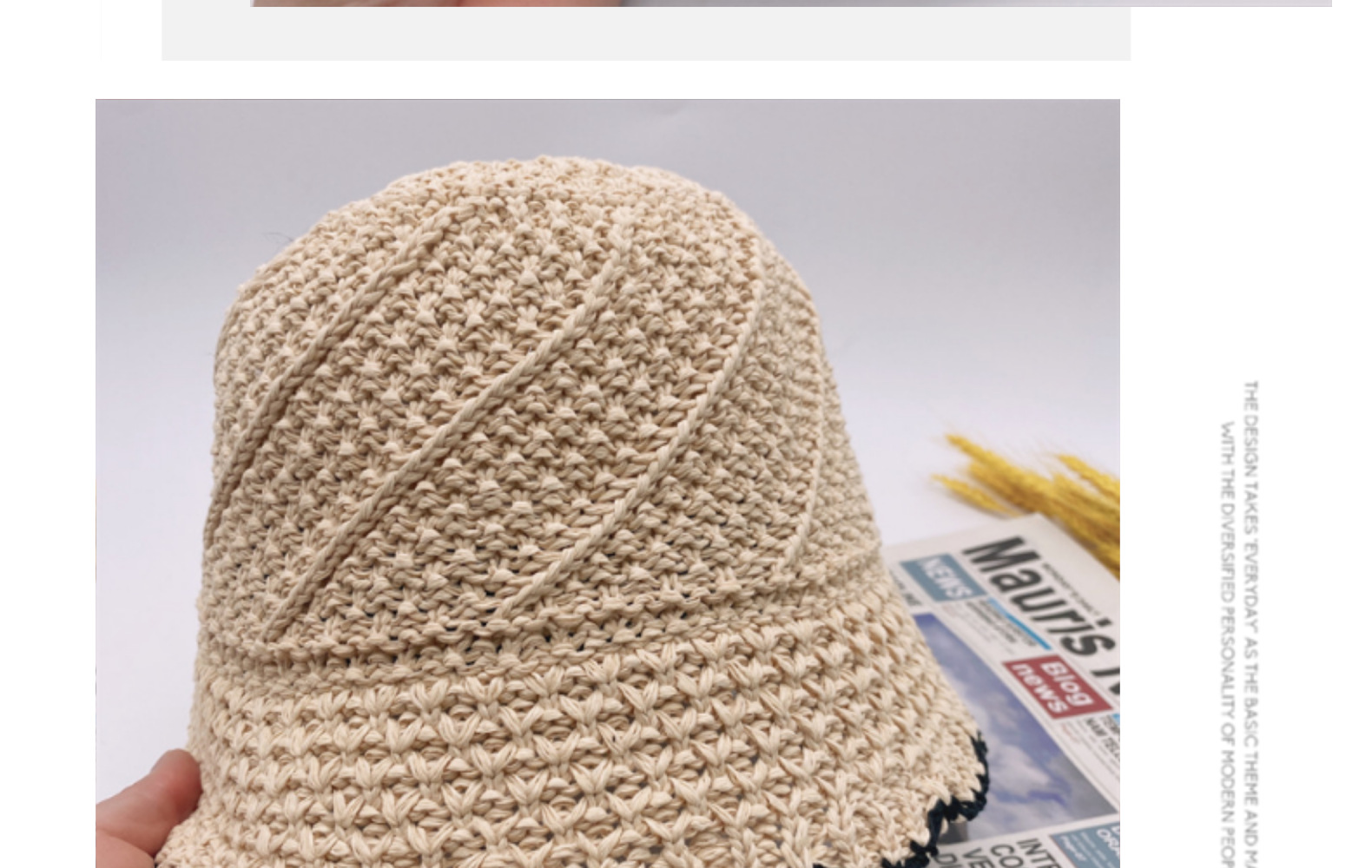 水桶帽渔夫帽帽子女款夏季手工钩盆帽遮阳防晒针织水桶帽显脸小网红海边沙滩帽详情12