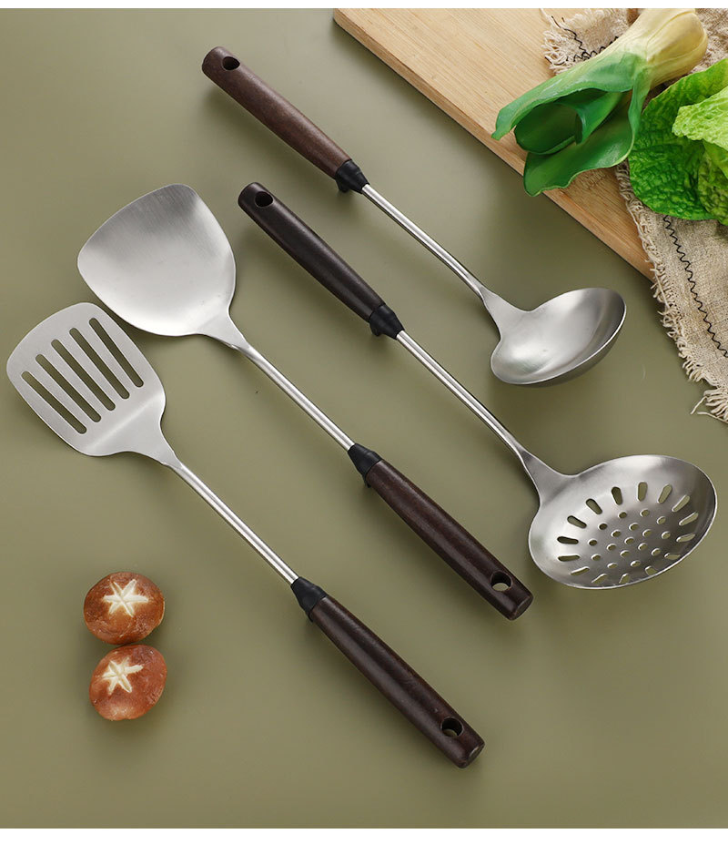 201实木柄不锈钢锅铲汤勺家用厨房厨具套装烹饪炒菜铲子漏铲批发详情14