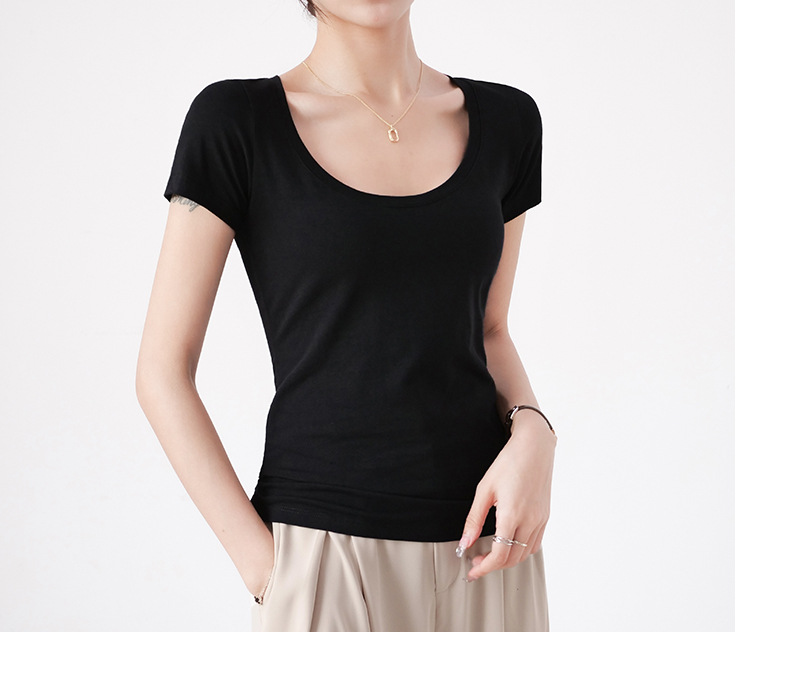 白色修身圆领纯棉短袖t恤女夏季2025新款内搭打底衫显瘦紧身上衣详情9