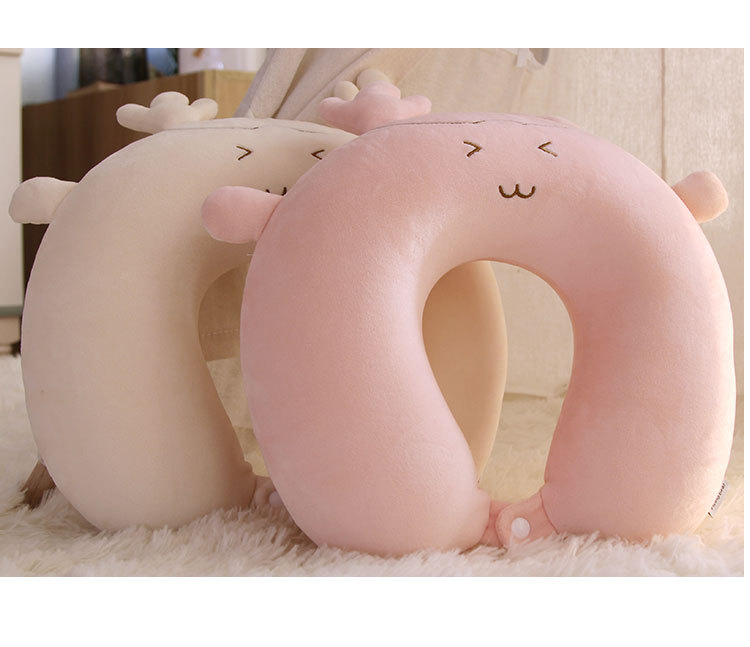 Cartoon U-shaped pillow, cute pillow, deer shape plus eye mask set, detachable and washable factory stock, one-piece shipping pic 25