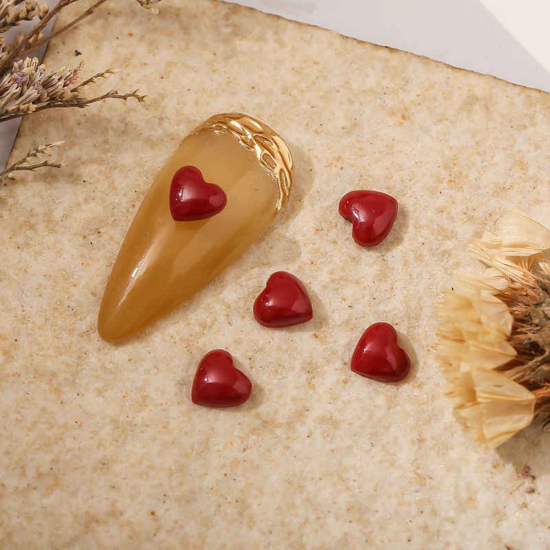 爆款美甲桃心克莱因蓝光面彩色小号陶瓷平底树脂珍珠漆指甲装饰钻详情9