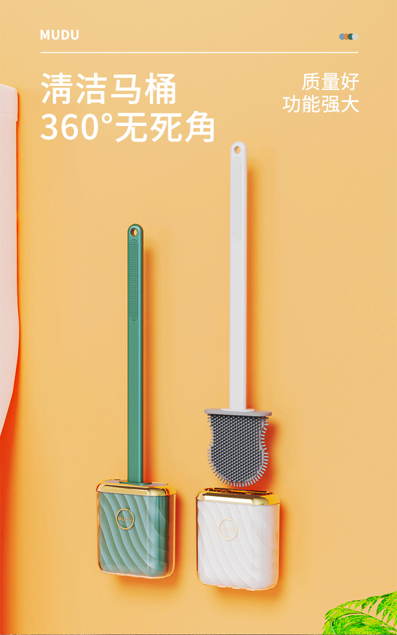 The new popular silicone toilet brush is a perfect tool for cleaning toilets without any blind spots. It is a wall-mounted brush for home bathroom cleaning pic 9
