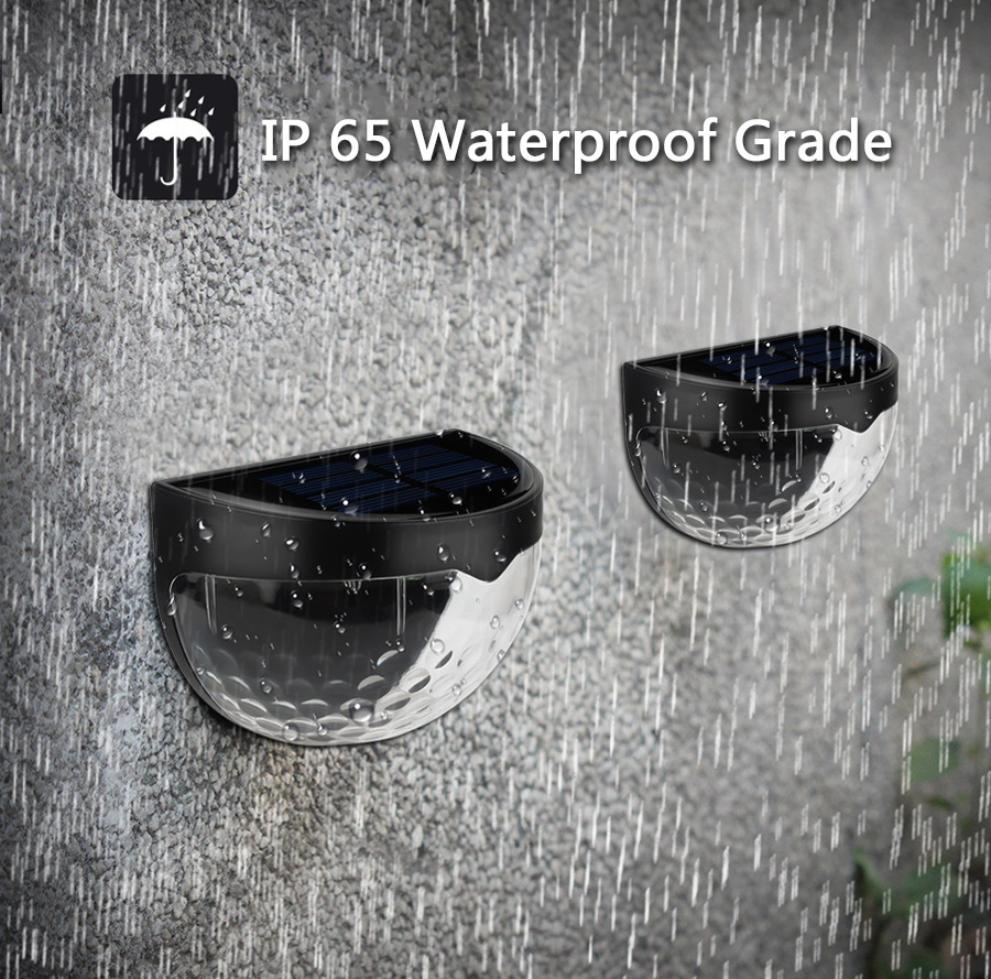 Solar 6-LED semi-circular fence light, outdoor light and shadow night light, black and white wall lamp, water drop staircase step light pic 33