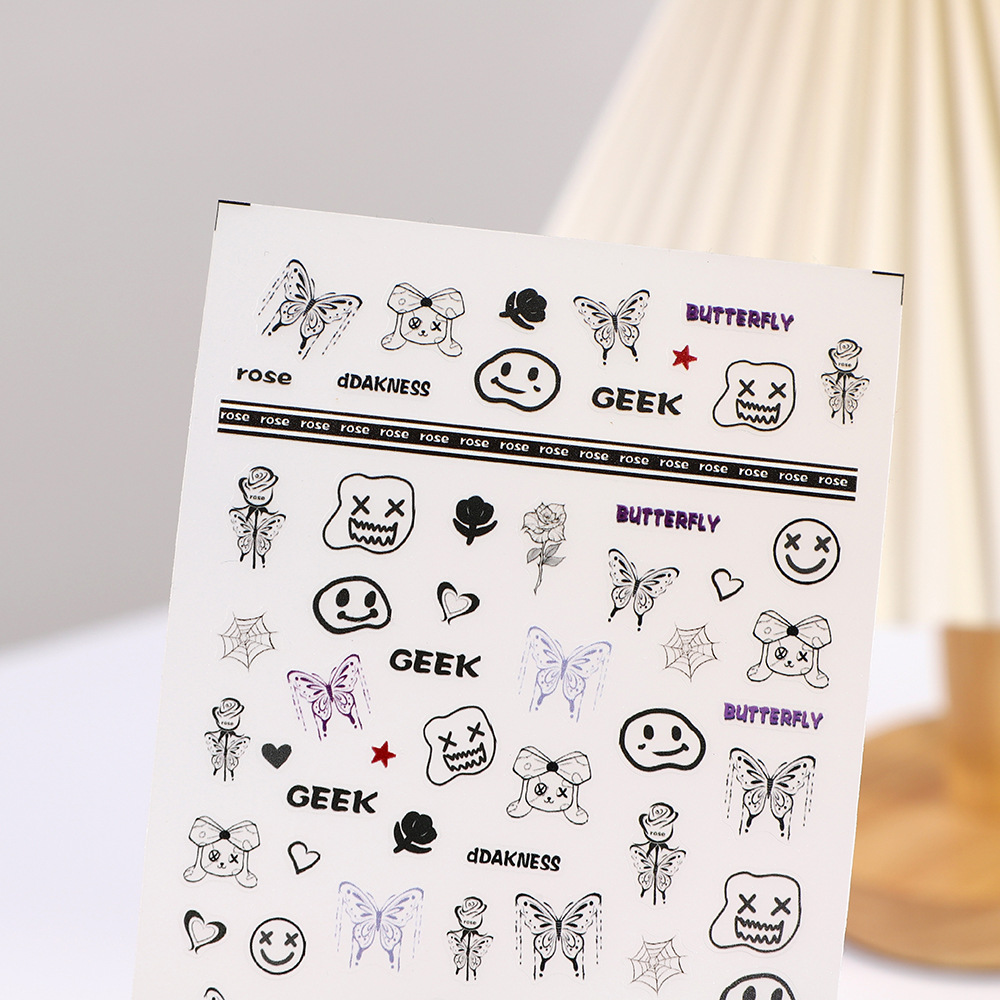 Rose nail art Japanese-style letter cartoon pattern nail stickers pic 5