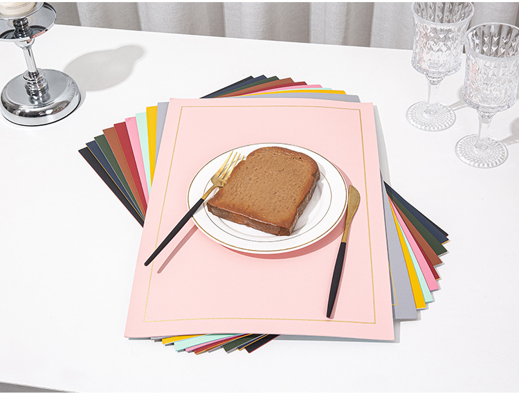 批发纯色皮革餐垫隔热垫防烫西餐桌垫双面双色餐垫防水防油餐桌垫详情30