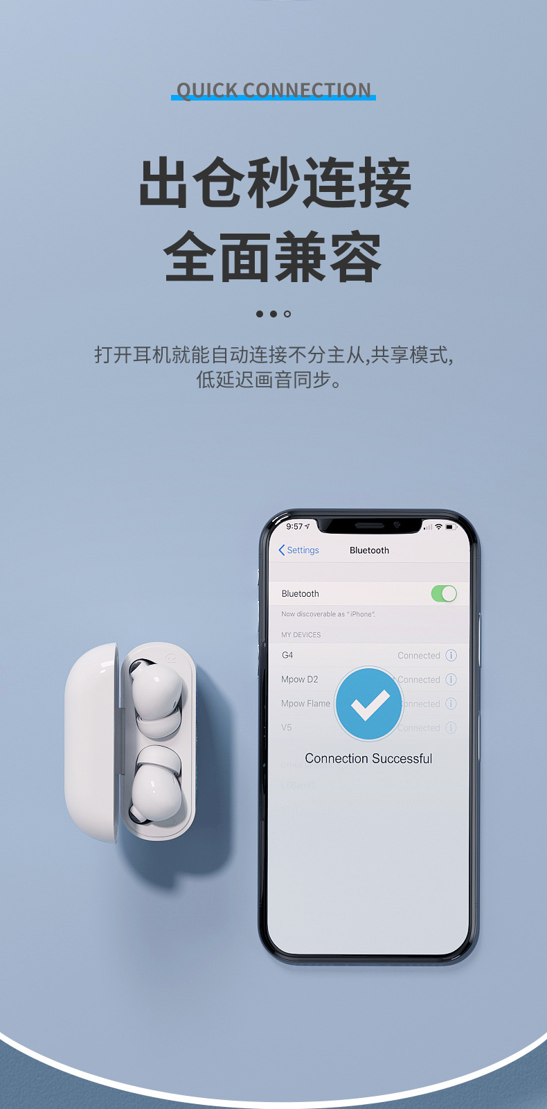 24年跨境新款G4彩屏蓝牙耳机超长续航入耳式ENC降噪耳机支持打标详情8