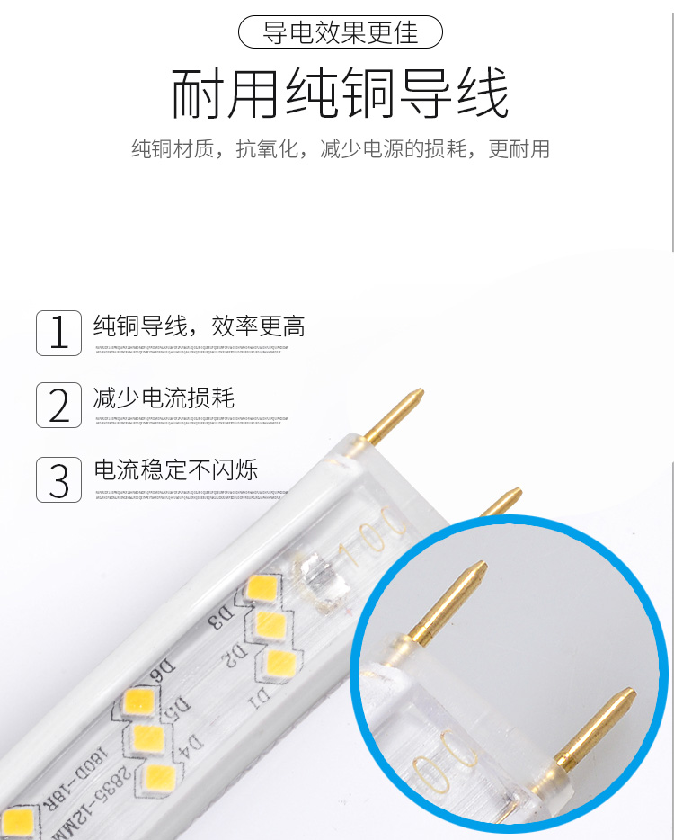 OA5M灯带led灯条 三色变光自粘220v工程特亮家用客厅灯槽吊顶户外详情4