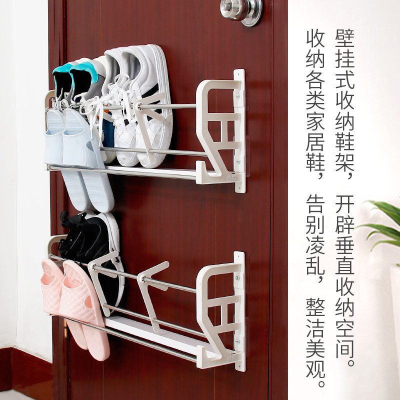 A new type of home no-hole door rear hanging shoe rack pic 3