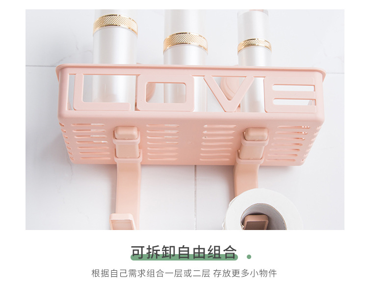 Wall-mounted bathroom double-layer toilet storage rack, plastic wall-absorbing storage rack, non-drilling bathroom and kitchen storage rack pic 11
