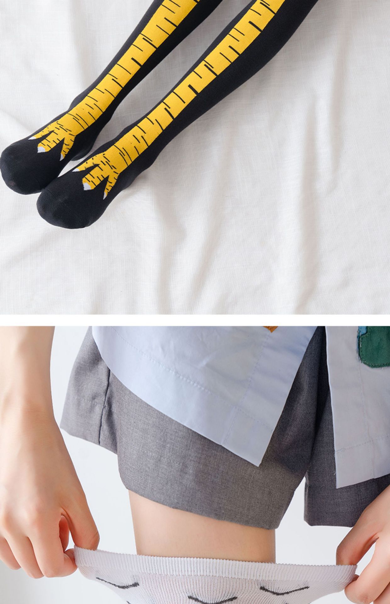 袜子女春秋新款潮流鸡爪袜健身运动休闲袜网红抖音搞怪瘦腿过膝袜详情12