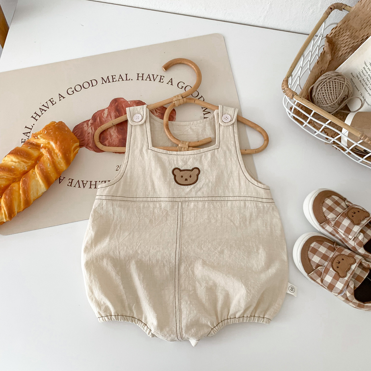 夏季韩国婴儿宝宝牛仔小熊背带哈衣男女小孩童装包屁衣洋气爬爬服详情19