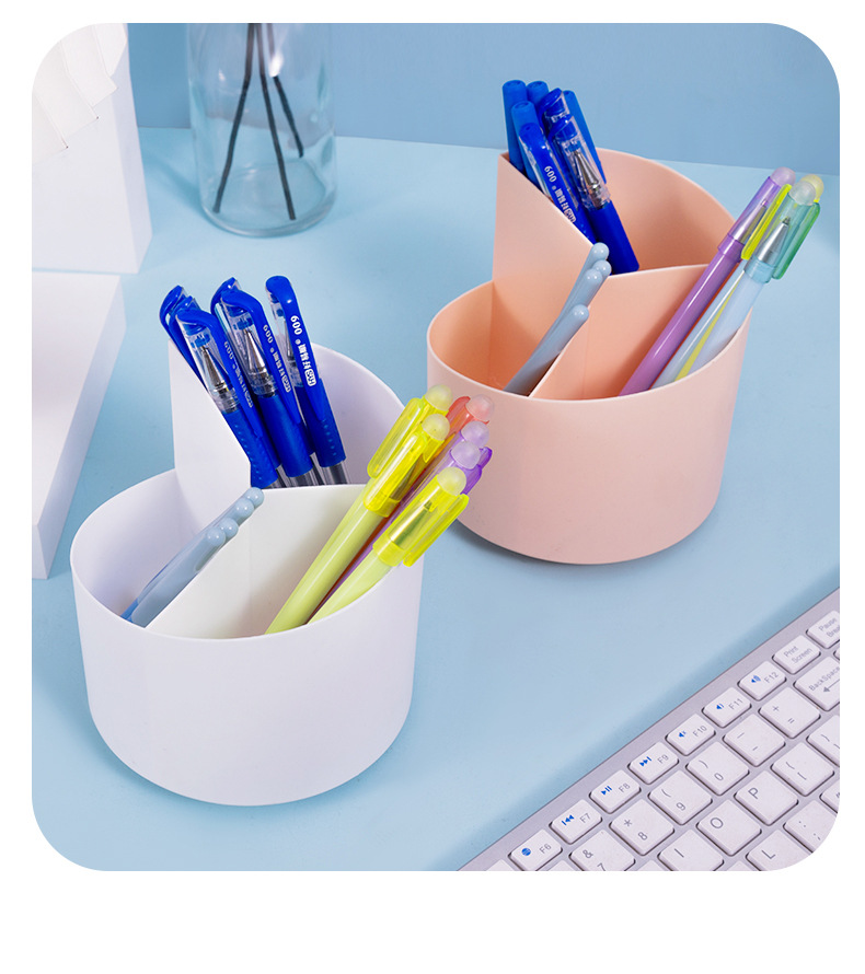 Simple rotating pen holder, multi-functional desktop organizing box, cosmetics and stationery compartments storage box, kitchen storage box pic 13