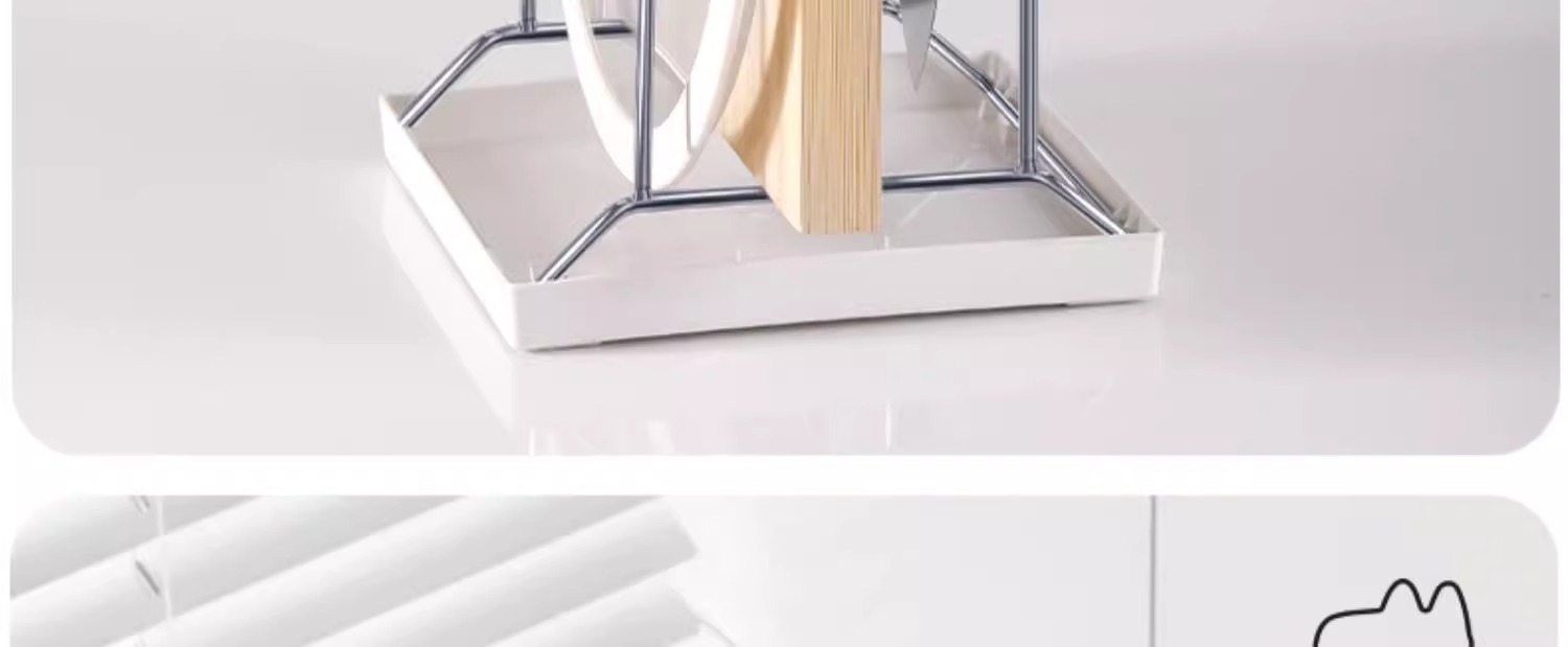 Life Manifesto: Stainless steel knife rack, Kitchen knife storage rack, Household thickened cutting board rack, integrated draining cutting board rack pic 7
