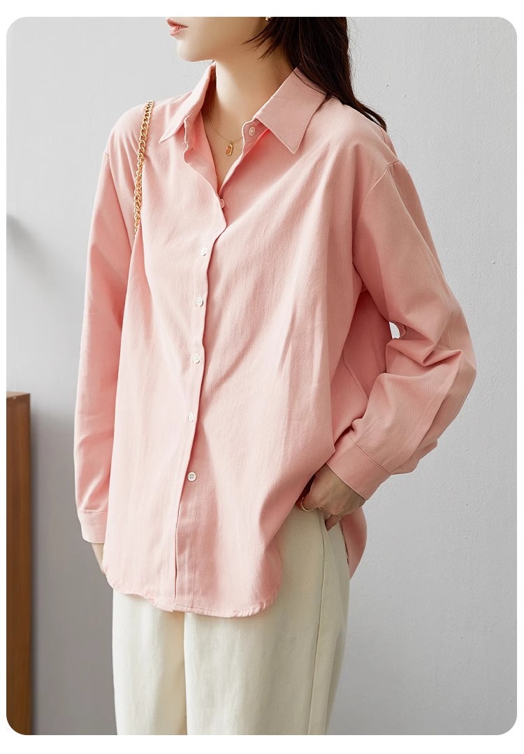 2024秋季纯色衬衫女休闲时尚百搭衬衣韩系通勤外套上衣详情15